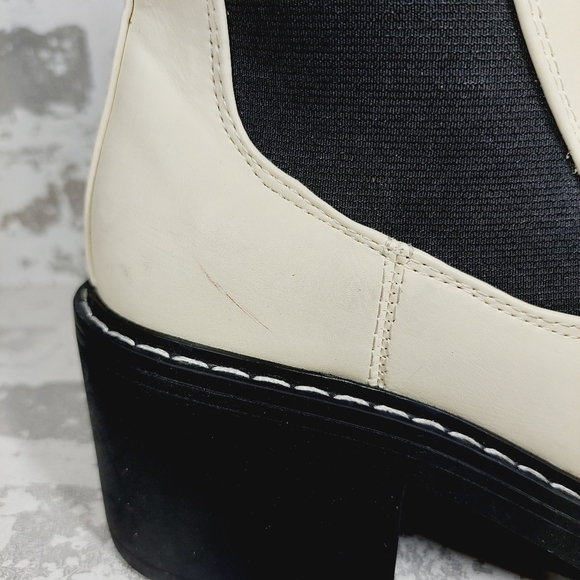 NEW Nine West Doleas 3 White Black Chunky Ankle Boots i258 - Picture 7 of 15